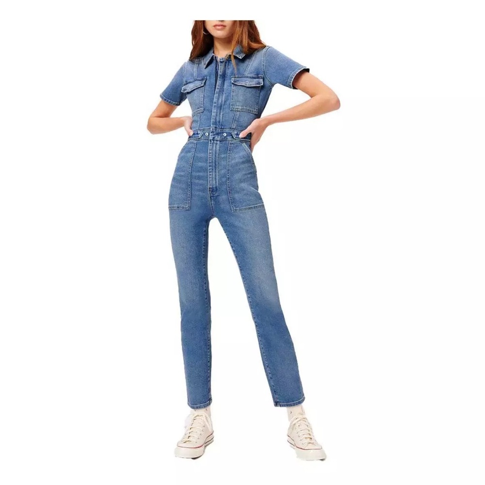 Good American Blue Denim Jumpsuit